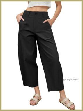 Women's Barrel Leg Pants High Waisted Wide Leg Casual Harem Pants with Pockets